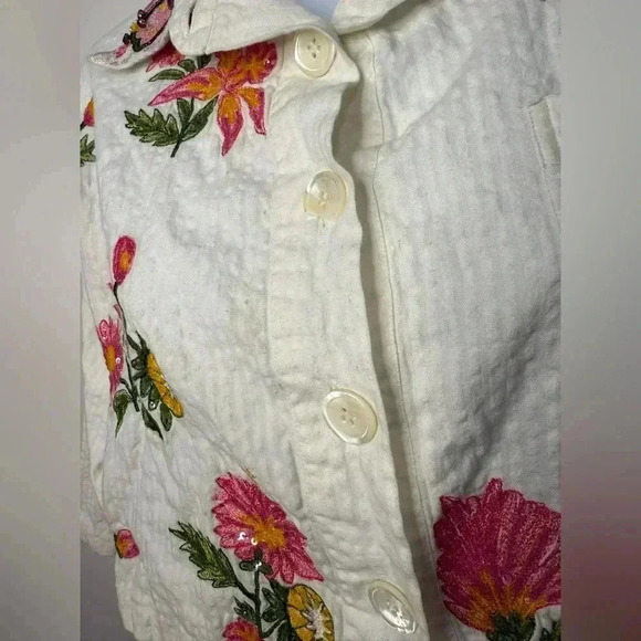 Là FUORI Embellished Sequin Embroidered Blouse Size Medium 100% Cotton - Picture 4 of 14